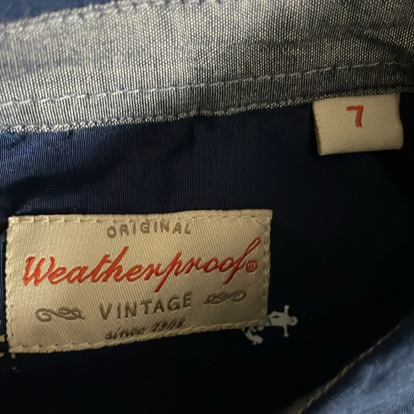 Boys size 7 original weatherproof vintage blue short sleeve button-down shirt - Picture 4 of 7